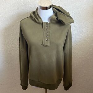 Olive Green Button-Up Hoodie